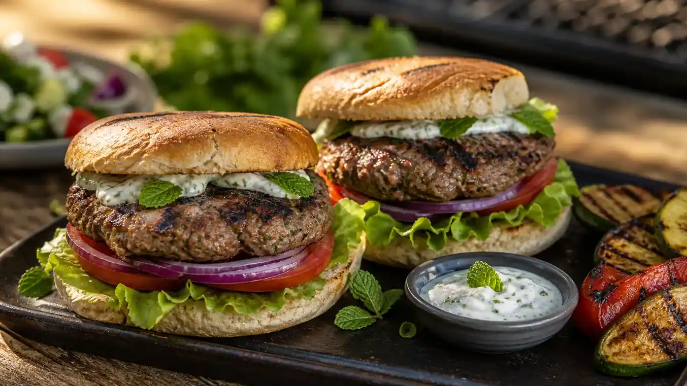 Grilled Lamb Burger Recipes with Mint Yogurt Sauce